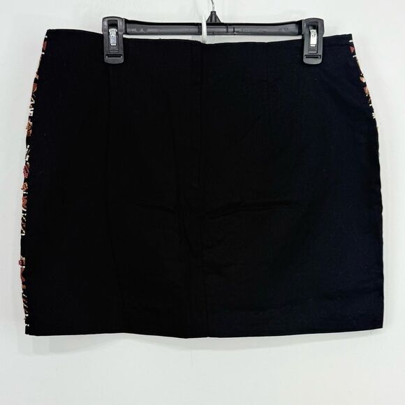 H&M Black Rust Orange Tribal Aztec Embroidered Breaded Mini Statement Skirt NEW - Picture 13 of 16